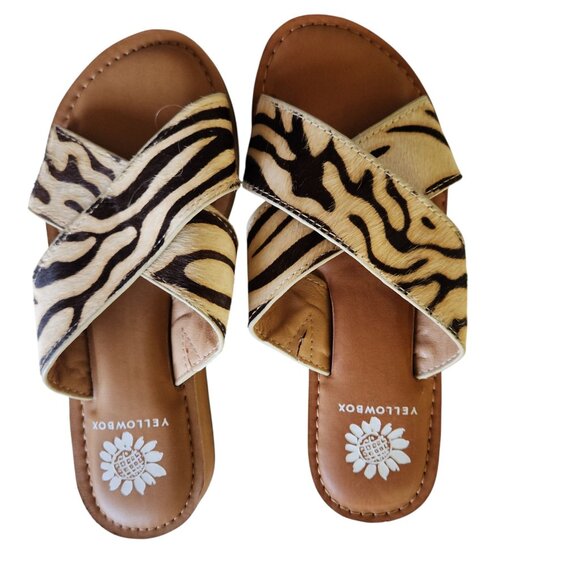 Yellowbox Zebra Ansila Leather Sandal Women's Size 6 M - Picture 7 of 10